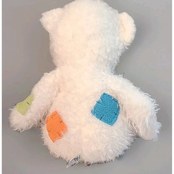 Cuzzie Comfort Crew Teddy Bear Plush 12" White Patchwork Soft Cuddle Fuzzy - Picture 4 of 6